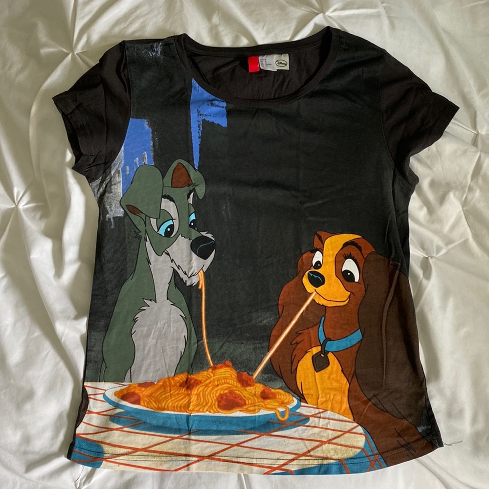 Disney Lady & the Tramp Spaghetti Black T-Shirt